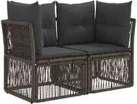 vidaXL Garten-Sofa 2-Sitzanzahl Grau Poly-Rattan