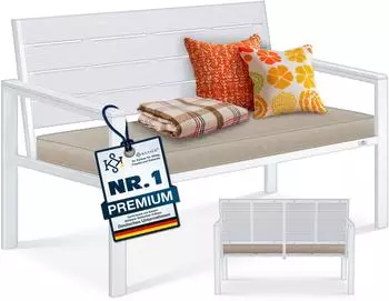 Kesser Gartenbank 2-Sitzer Holzoptik mit Kissen, wetterfest, bis 300kg