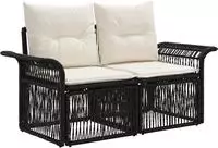 vidaXL Garten-Sofa 2-Sitzanzahl Schwarz Poly-Rattan