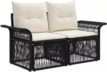 vidaXL Gartensofa 2-Sitzer Poly-Rattan schwarz (42026692)