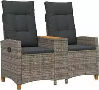 vidaXL Liegebank mit Tisch 2 -Seater 126 x 65 x 112 cm Poly-Rattan
