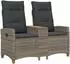 vidaXL Liegebank mit Tisch, 2-Sitzer, Poly-Rattan, grau/dunkelgrau (42026814)