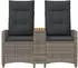 vidaXL Liegebank mit Tisch, 2-Sitzer, Poly-Rattan, grau/dunkelgrau (42026814)