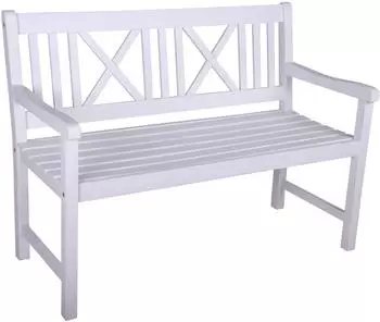 Deluke NICE Gartenbank 2-Sitzer, Eukalyptus, wei&szlig;, 120cm (DHA807-02)