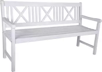 Deluke NICE Gartenbank 3-Sitzer, Eukalyptus, weiß, 154cm (DHA807-01)