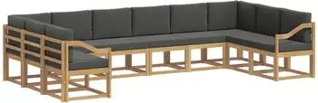 vidaXL Outdoor-Sofagarnitur mit Kissen, 10-tlg., wei&szlig; und anthrazit (3388306)