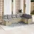 vidaXL Garten-Lounge-Set mit Kissen und Stauraum, Poly-Rattan, beige/hellgrau (3359029)