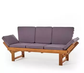 DESIGN DELIGHTS Gartenbank "Akazie" mit Tisch & Polstern, Akazienholz, 202x67cm
