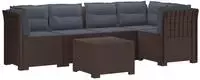 vidaXL 5-Sitzer Gartensofa mit Kissen Rattan-Look PP Braun