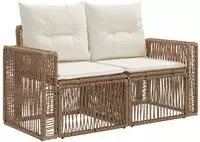 vidaXL Garten-Sofa 2-Sitzanzahl Beige Poly-Rattan