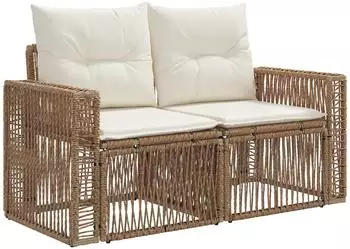 vidaXL Gartensofa 2-Sitzer Polyrattan beige (42026700)