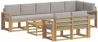 vidaXL Outdoor-Sofagarnitur 9 stk. Wei&szlig; und Hellgrau