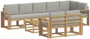vidaXL Outdoor-Sofagarnitur 9-tlg., weiß und hellgrau (3387845)