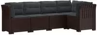 vidaXL 5-Sitzer Gartensofa mit Kissen Rattan-Look PP Braun