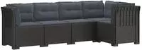 vidaXL 5-Sitzer Gartensofa mit Kissen Rattan-Look PP Hellgrau