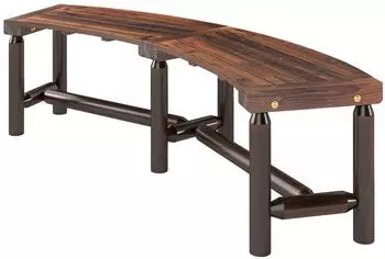 Costway Gartenbank gebogen, Holz ohne Rückenlehne, 3-Sitzer, 360kg, braun