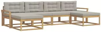 vidaXL Outdoor-Sofagarnitur 6-tlg., wei&szlig; und hellgrau (3386830)