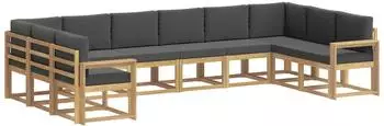 vidaXL Outdoor-Sofagarnitur mit Kissen, 10-tlg., wei&szlig; und anthrazit (3388296)