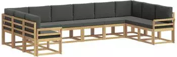 vidaXL Outdoor-Sofagarnitur mit Kissen, 10-tlg., wei&szlig;/anthrazit (3388291)