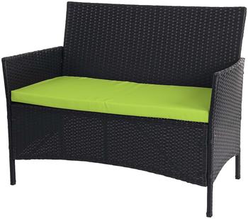 Mendler Poly-Rattan Gartenbank anthrazit Kissen grün (52036)
