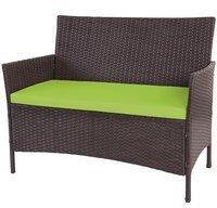 Mendler Poly-Rattan Gartenbank braun-meliert Kissen grün (52038)
