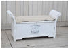 kobolo Sitzbank VINTAGE aus Holz weiß mit Auflage (0861512)