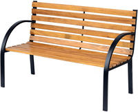 Outsunny Gartenbank Sitzbank Parkbank 2-sitzer Garten Stahl+kiefernholz Natur B122 X