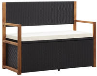 vidaXL Bank mit Stauraum 115 cm Poly Rattan Massivholz Akazie Schwarz