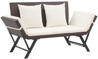 vidaXL Gartenbank mit Auflagen 176 cm Braun Poly Rattan
