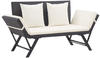 vidaXL Garden Bench With Cushions Black Resin 176 cm