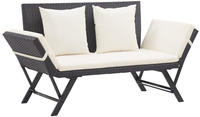 vidaXL Gartenbank mit Auflagen 176 cm Schwarz Poly Rattan