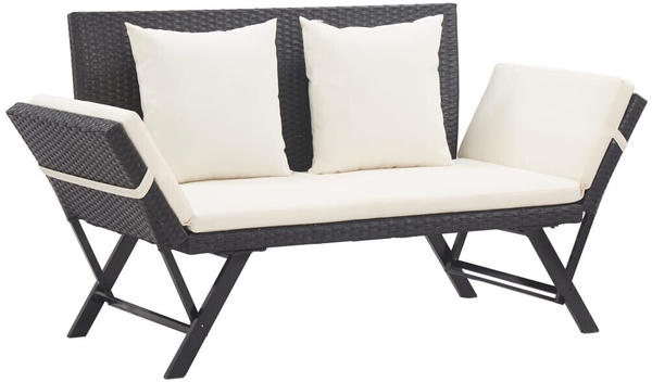 vidaXL Garden Bench With Cushions Black Resin 176 cm