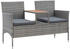vidaXL 2-Seater Garden Bench with Table Resin Grey