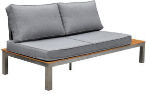 Outflexx 2-Sitzer Sofa silber/grau Edelstahl/FSC-Teakholz/Textil 168 x 79 x 64 cm silber (WF291-01-DS)