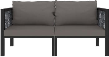 vidaXL 2-Sitzer-Sofa mit Auflage Anthrazit Poly Rattan