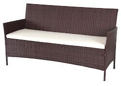 Mendler 3-Sitzer Poly-Rattan Halden braun-meliert Kissen creme (64284)
