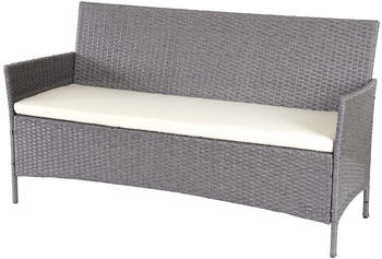 Mendler 3-Sitzer Poly-Rattan Halden grau Kissen creme (64287)