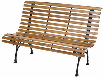 Mendler HWC-F97 2-Sitzer Gusseisen Holz 122cm hellbraun (70696)