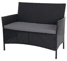Mendler Poly-Rattan Gartenbank anthrazit Kissen anthrazit (64280)