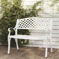 vidaXL Gartenbank 102 cm Aluminiumguss Wei&szlig;
