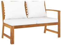 vidaXL Gartenbank 114,5 cm mit Creme Kissen Massivholz Akazie