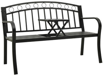 vidaXL Gartenbank Stahl Schwarz mit 1 Tisch 125 cm (312040)