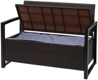 Mendler Poly-Rattan 2er Sitzbank HWC-F39, Gartenbank Truhenbank, Staufach