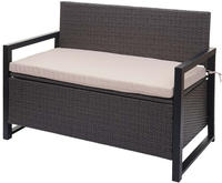 Mendler Poly-Rattan 2er Sitzbank HWC-F39, Gartenbank Truhenbank, Staufach