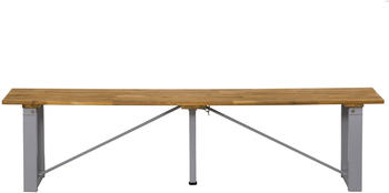 Möbilia 3-Sitzer Sitzfläche Akazie natur Metallbeine klappbar grau 170 cm (31020007)