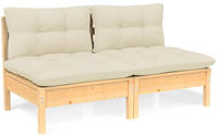 vidaXL 2-Sitzer-Gartensofa mit Creme Kissen Massivholz Kiefer