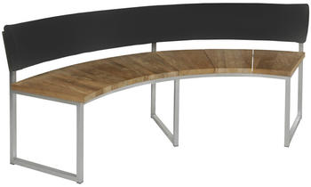 Zebra Onyx Viertel-Bank 3-Sitzer (Edelstahl-OldTeak) (7617)