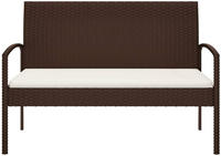 vidaXL Gartenbank mit Kissen Braun 105 cm Poly Rattan