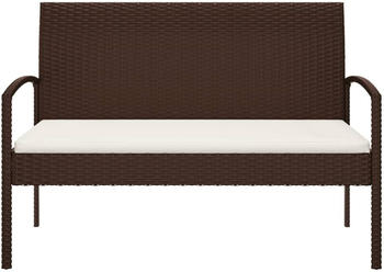 vidaXL Gartenbank mit Kissen 105cm Poly Rattan braun