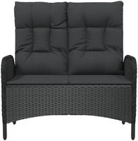Gartenbank Mit Liegefunktion & Kissen 107cm Poly Rattan Schwarz - Vidaxl